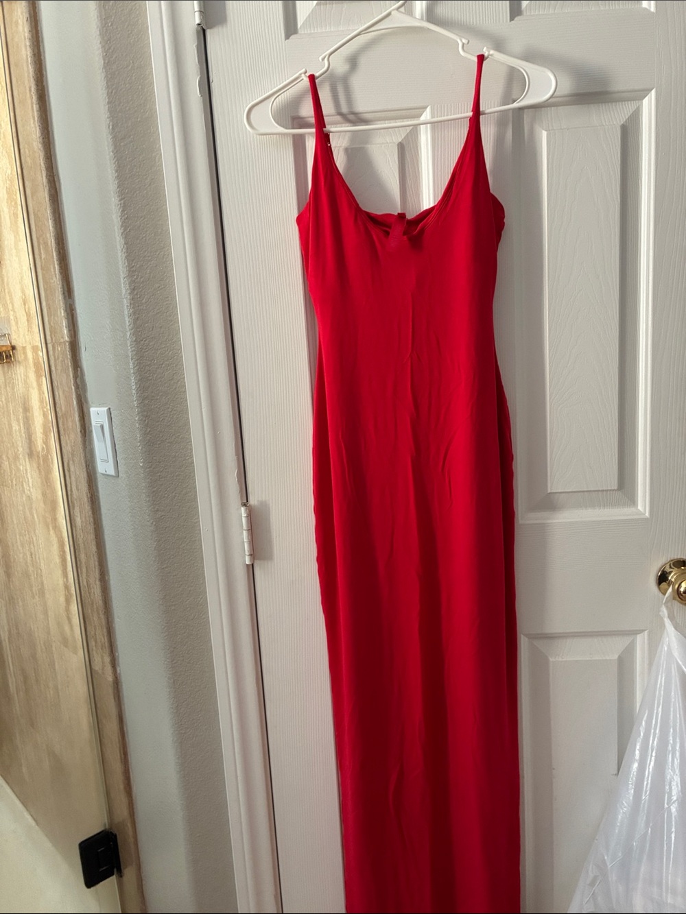SKIMS Red Spaghetti-Strap Maxi Dress